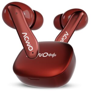 ACwO DwOTS 111 Wireless Earbuds | Up to 75Hrs Battery Life | 10mm Spatial Drivers | Noise-Free Calls with 4 Noise Cancellation Mics | Bluetooth V5.4 | Dedicated Cinematic & Bass Mode (Crimson Red)