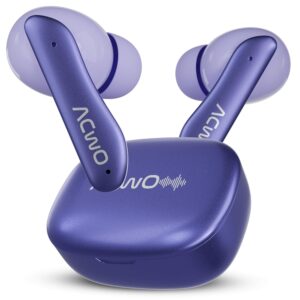 ACwO DwOTS 111 Wireless Earbuds | Up to 75Hrs Battery Life | 10mm Spatial Drivers | Noise-Free Calls with 4 Noise Cancellation Mics | Bluetooth V5.4 | Dedicated Cinematic & Bass Mode (Irish Purple)