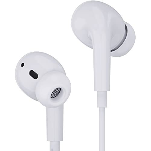 Ambrane Wired Earphones with in-line Mic for Clear Calling, 12mm Dynamic Drivers for BoostedBass™, 3.5mm Jack, Multi-Functional Controller (Stringz 74, White)