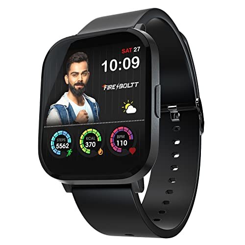 Fire-Boltt Ninja 2 SpO2 Full Touch Smartwatch with 30 Workout Modes, Heart Rate Tracking, and 100+ Cloud Watch Faces, 7 Days of extensive Battery, Deep Black, M