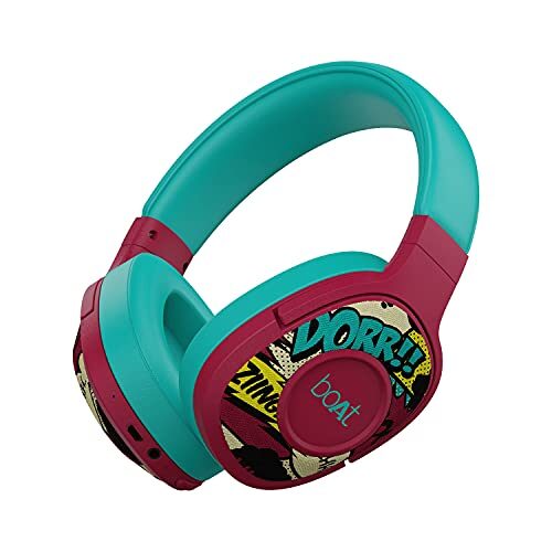 boAt Rockerz 550 Bluetooth Wireless Over Ear Headphone with Mic (Red, Maroon Maverick)
