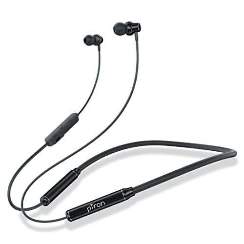 pTron Tangent Urban with 60Hrs Playtime, ENC Wireless Bluetooth 5.3 Headphones, Low Latency Gaming, Punchy Bass, in-Ear Wireless Earphones with Mic, Type-C Charging, IPX4 & Voice Assistance (Black)